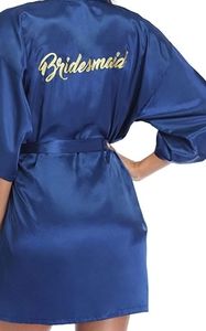 MEDIUM Navy Blue BRIDESMAID Robe Gold Glitter Letters